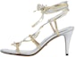 Buy (W) Sandal Bertumit Tinggi Kulit Gucci "Emas Perak" dengan Tali Kasut 738679-B8B20-8150