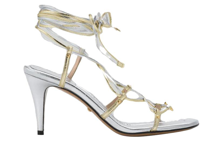 Order (W) Sandal Stiletto Tali Kulit Gucci 'Emas Perak' 738679-B8B20-8150