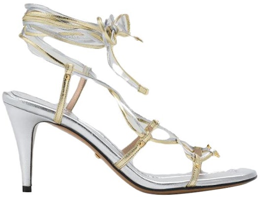 (Women) Gucci Leather Stiletto Lace-Up Sandals 'Gold Silver' 738679-B8B20-8150 Order (Women) Gucci Leather Stiletto Lace-Up Sandals 'Gold Silver' 738679-B8B20-8150