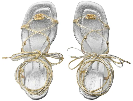 (W) Sandal Stiletto Tali Kulit Gucci 'Emas Perak' 738679-B8B20-8150 Lookbook (W) Sandal Stiletto Tali Kulit Gucci 'Emas Perak' 738679-B8B20-8150