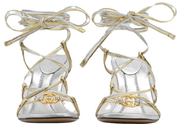 (W) Sandal Bertumit Tinggi Kulit Gucci "Emas Perak" dengan Tali Kasut 738679-B8B20-8150 Shop (W) Sandal Bertumit Tinggi Kulit Gucci "Emas Perak" dengan Tali Kasut 738679-B8B20-8150