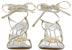 (W) Sandal Bertumit Tinggi Kulit Gucci "Emas Perak" dengan Tali Kasut 738679-B8B20-8150