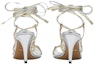 Purchase (W) Sandal Bertumit Tinggi Kulit Gucci "Emas Perak" dengan Tali Kasut 738679-B8B20-8150