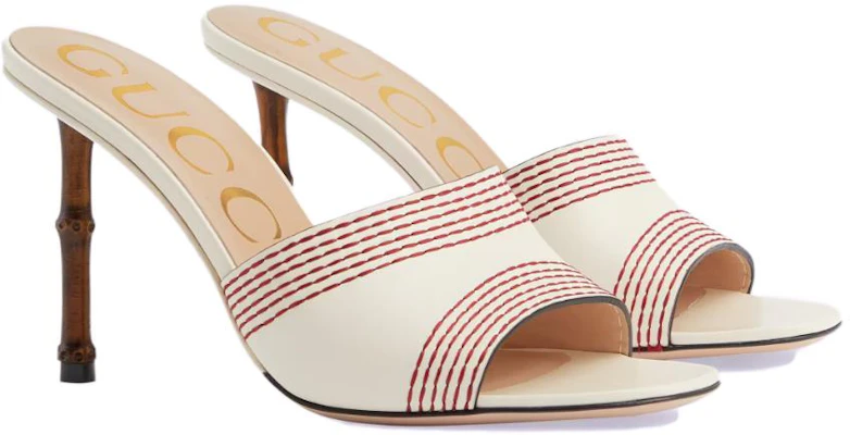 GUCCI古馳 皮革 細跟一字 時尚涼拖 9.5cm 女款 白色 Order GUCCI古馳 皮革 細跟一字 時尚涼拖 9.5cm 女款 白色