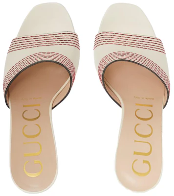 GUCCI古馳 皮革 細跟一字 時尚涼拖 9.5cm 女款 白色 Lookbook GUCCI古馳 皮革 細跟一字 時尚涼拖 9.5cm 女款 白色