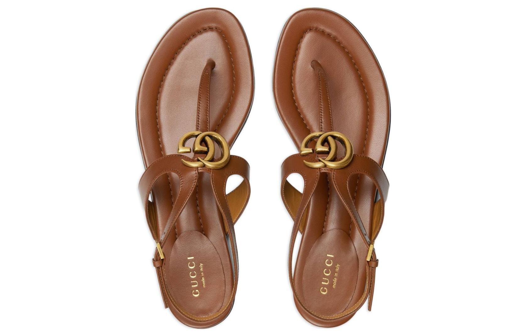 Shop (W) Sandal Jepit Kulit Gucci 'Coklat' 746030-BKO00-2535
