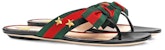 (W) Sandal Thong Gucci Kulit Web Busur Aksen 'Hitam' 433565-H5QA0-8490