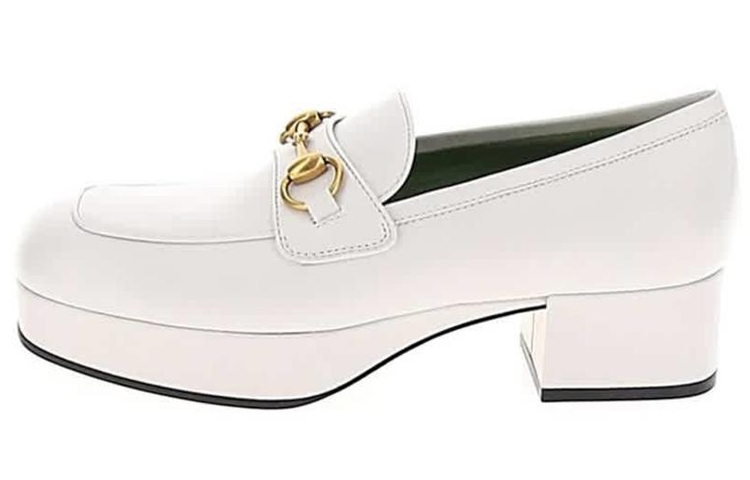 Buy (W) Gucci Cuero Blanco 'Tacón Grueso con Hebilla Horsebit' 565365-0G0V0-9014