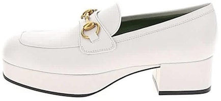 (Women) Gucci Leather White 'Horsebit Buckle Chunky Heel' 565365-0G0V0-9014 (Women) Gucci Leather White 'Horsebit Buckle Chunky Heel' 565365-0G0V0-9014