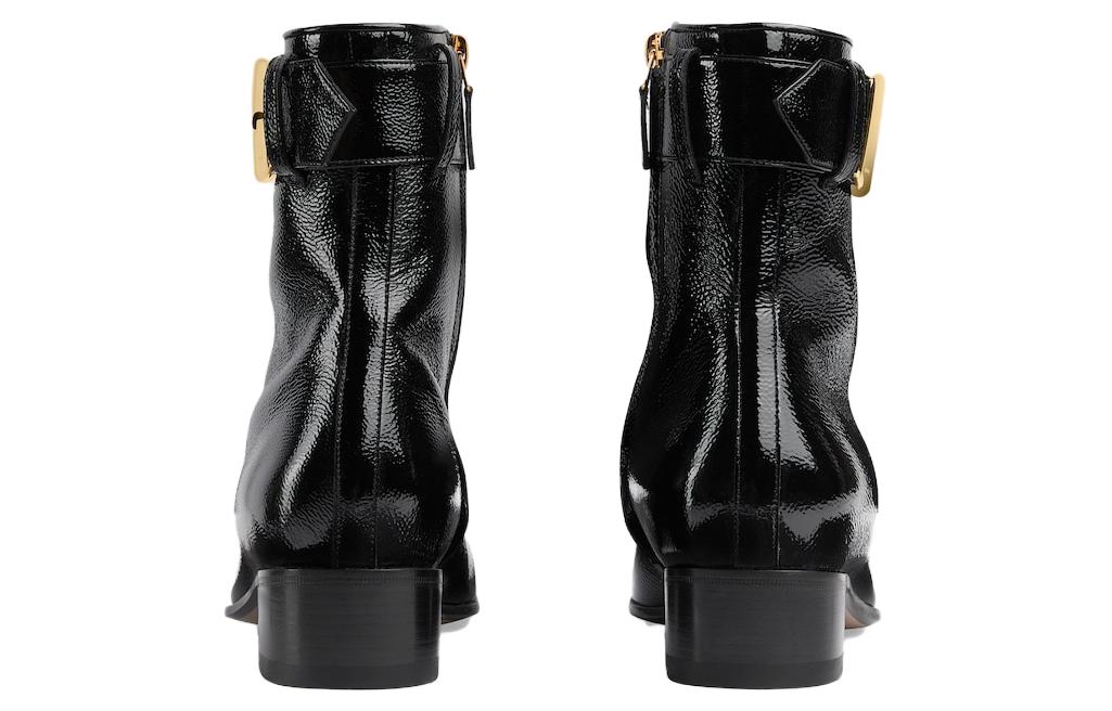 (W) Gucci Leather Zip Boot 'Black Gold' 圖 3