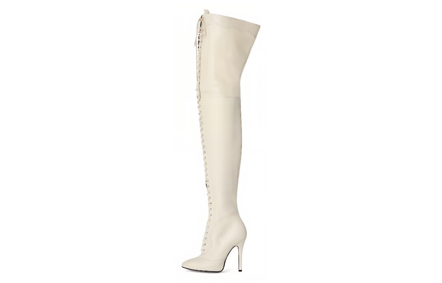 Buy (W) But Gucci Kulit Zip Boot Leg Tinggi 'Putih' 726079-AABHQ-9022