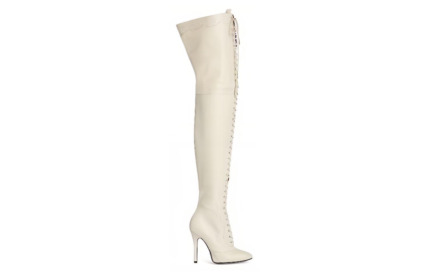 Order (W) But Gucci Kulit Zip Boot Leg Tinggi 'Putih' 726079-AABHQ-9022