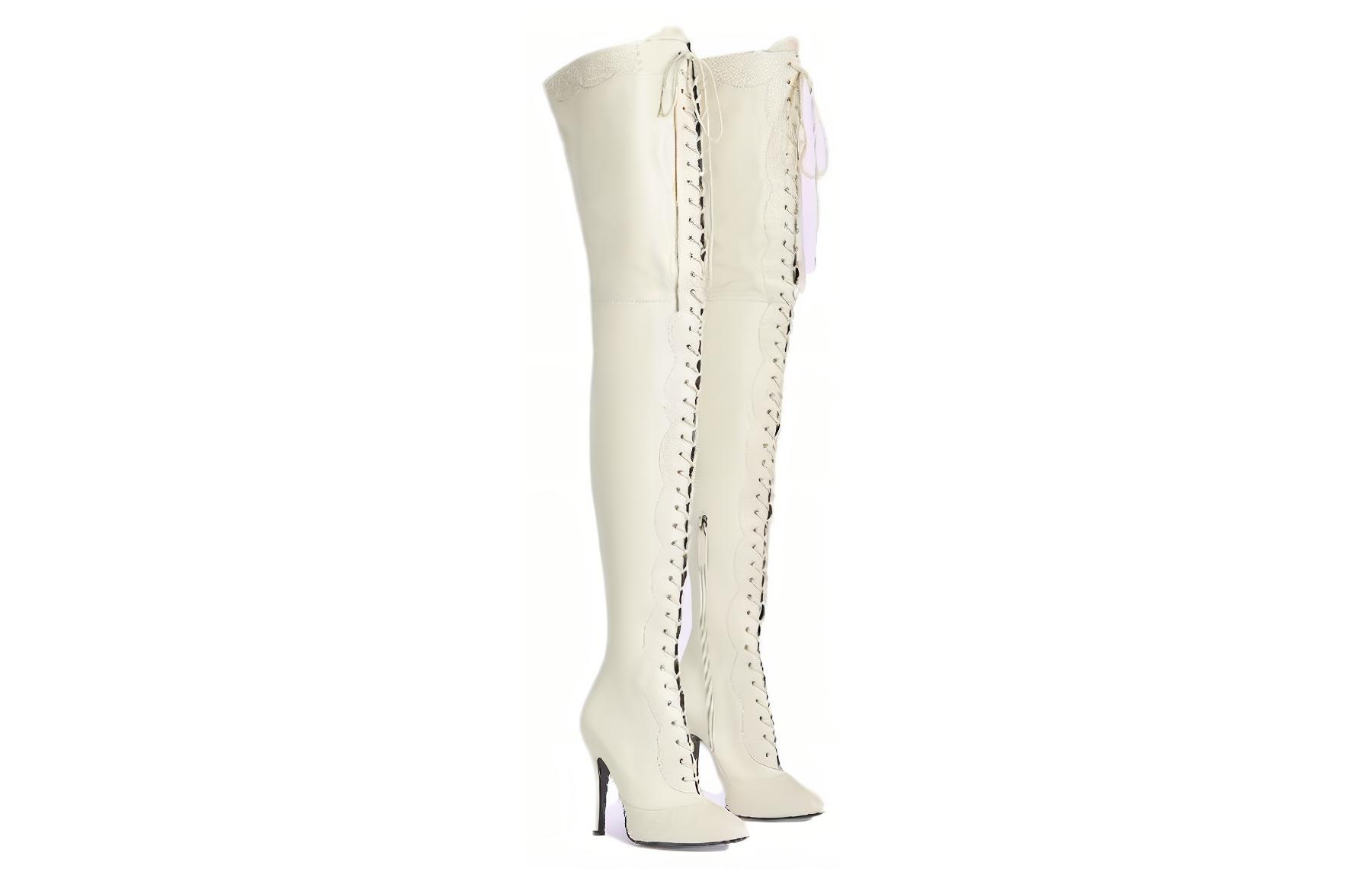 Lookbook (W) But Gucci Kulit Zip Boot Leg Tinggi 'Putih' 726079-AABHQ-9022