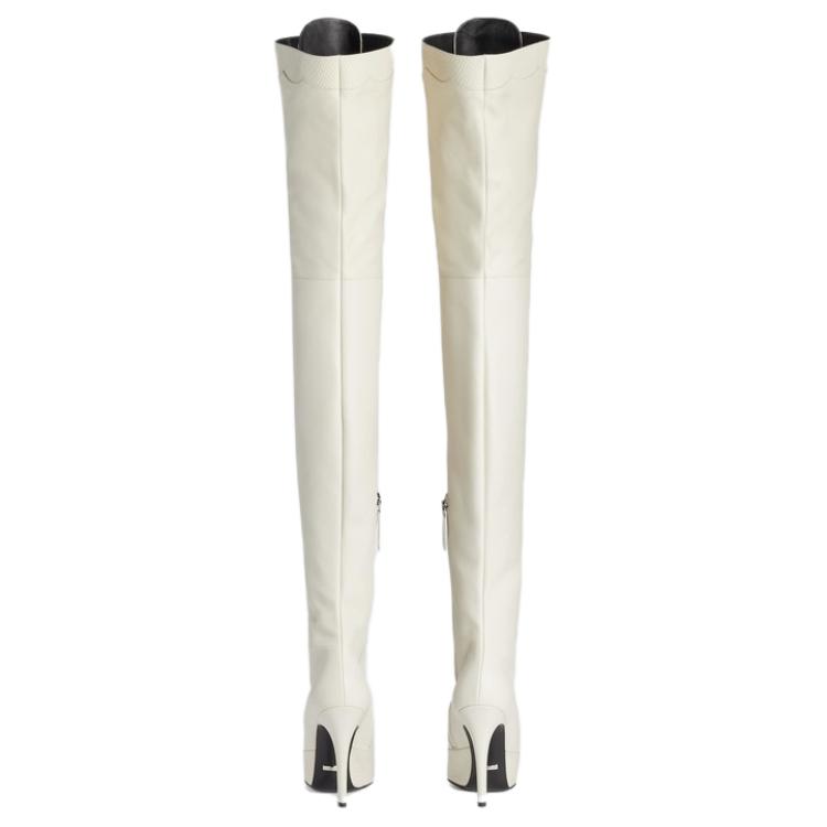 Purchase (W) But Gucci Kulit Zip Boot Leg Tinggi 'Putih' 726079-AABHQ-9022