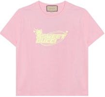 (Women) Gucci Letter Print Pink Crew Neck Short Sleeve T-Shirt 723566-XJGDD-5904 (Women) Gucci Letter Print Pink Crew Neck Short Sleeve T-Shirt 723566-XJGDD-5904