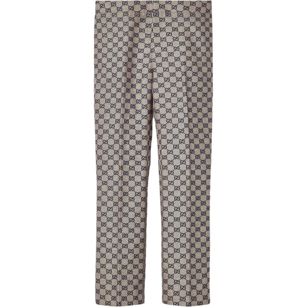 Order (W) GUCCI Lido Pantalones Casuales Beige Colorblock con Cremallera Frontal. 786389-ZAM7G-9082