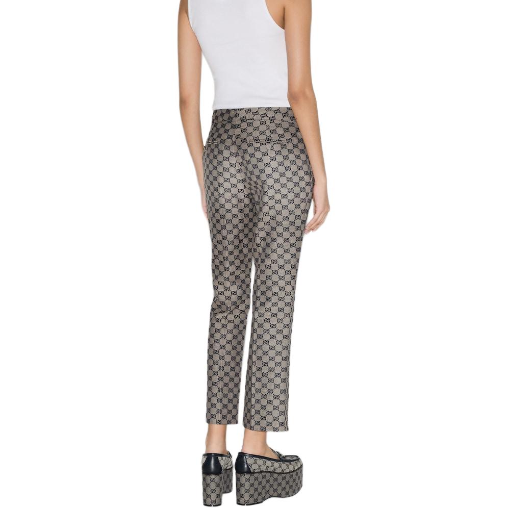 Shop (W) GUCCI Lido Pantalones Casuales Beige Colorblock con Cremallera Frontal. 786389-ZAM7G-9082