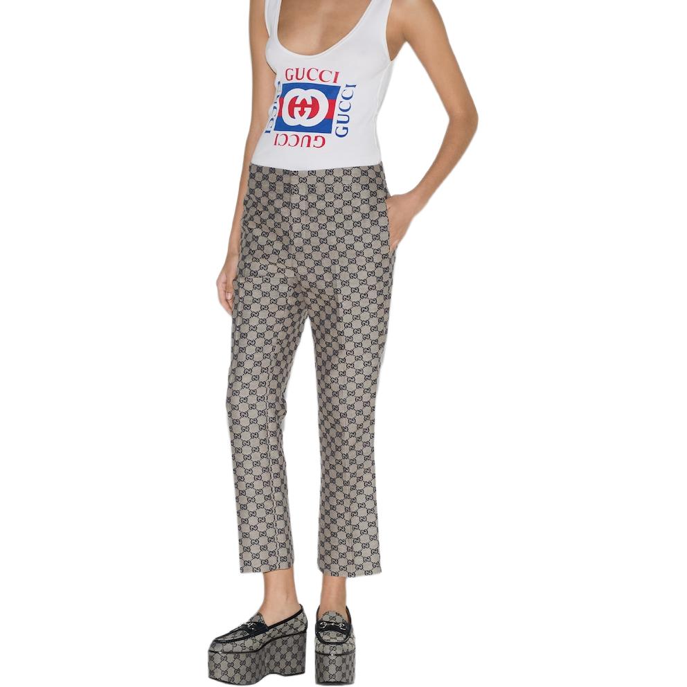 Purchase (W) GUCCI Lido Pantalones Casuales Beige Colorblock con Cremallera Frontal. 786389-ZAM7G-9082