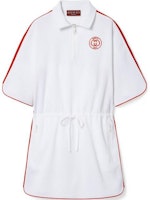 (Women) Gucci Lido Collection Logo Embroidered Zip Short Sleeve Dress Women White 743080-XJGK2-9203 (Women) Gucci Lido Collection Logo Embroidered Zip Short Sleeve Dress Women White 743080-XJGK2-9203