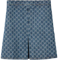 (Women) Gucci Lido FW24 Logo Jacquard Split Denim Skirt Women Blue 791386-XDCZE-4266 (Women) Gucci Lido FW24 Logo Jacquard Split Denim Skirt Women Blue 791386-XDCZE-4266