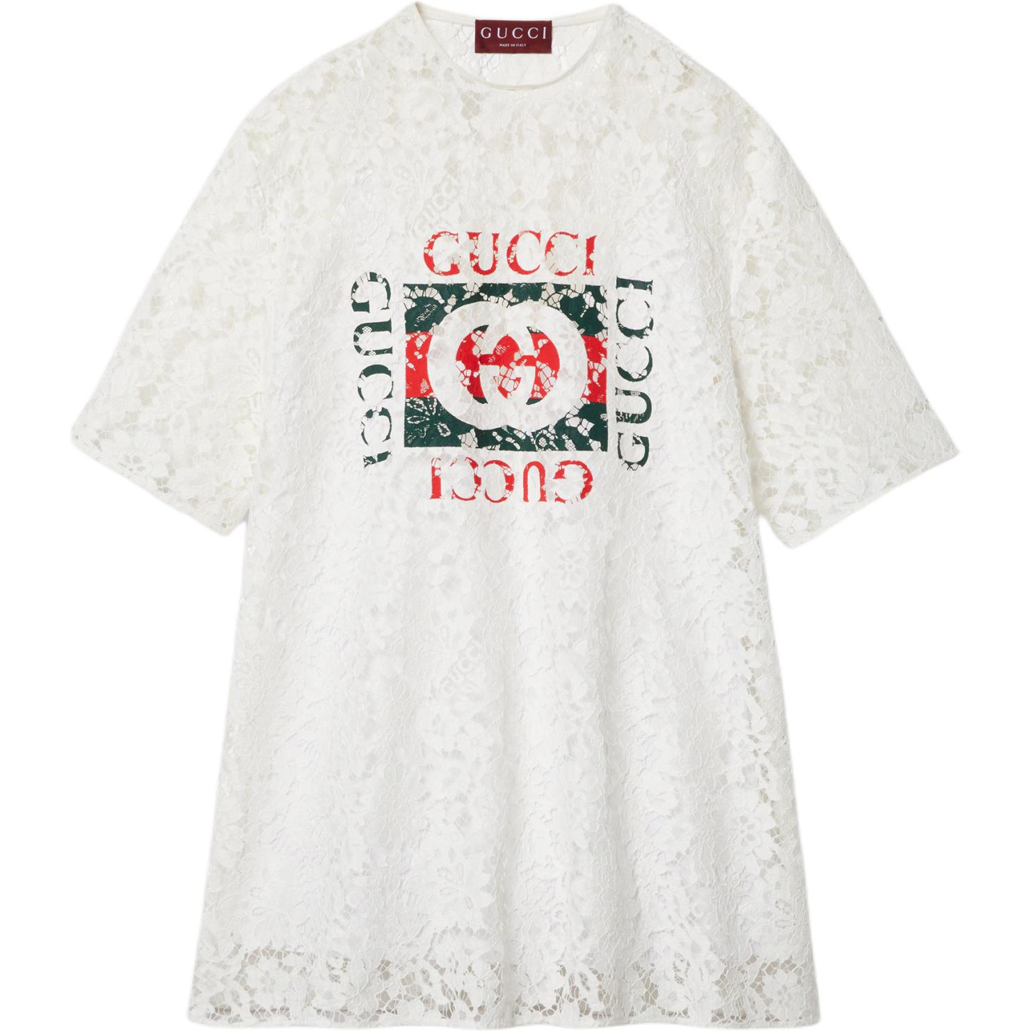 (Women) GUCCI Lido Logo Floral Lace Crewneck Short Sleeve T-Shirt  Chalk Color 788990-ZAQP7-9799 圖 2