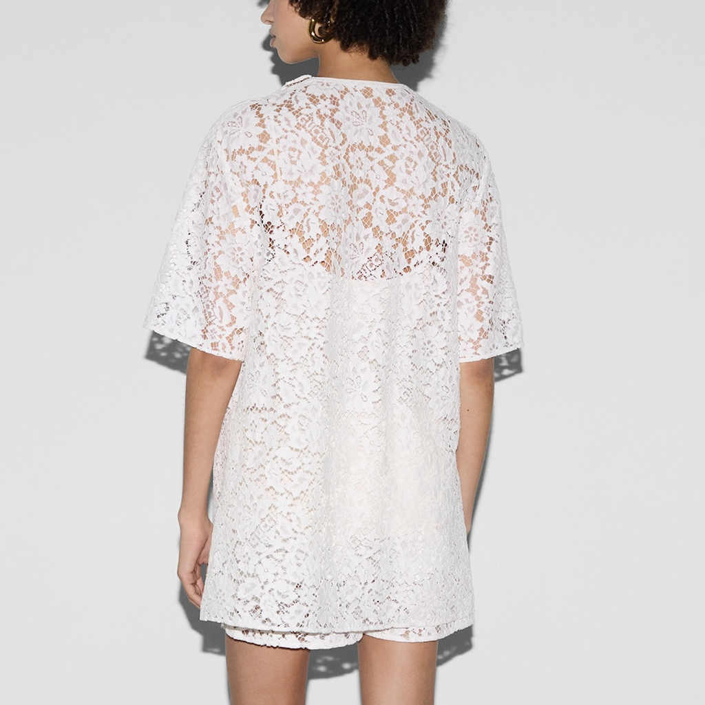 (Women) GUCCI Lido Logo Floral Lace Crewneck Short Sleeve T-Shirt  Chalk Color 788990-ZAQP7-9799 圖 4