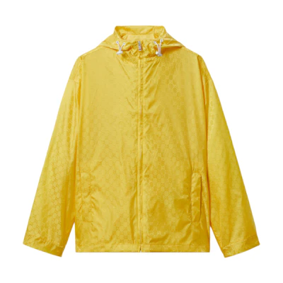 (Women) Gucci Lido Logo Hooded Oversized Long Sleeve Jacket Yellow 786039-Z4039-7049