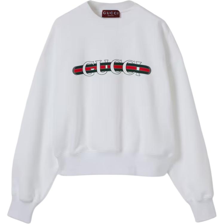 Order (W) GUCCI Sudadera Blanca Logo Lido Cuello Redondo Manga Larga Mujer 789582-XJGLM-9074