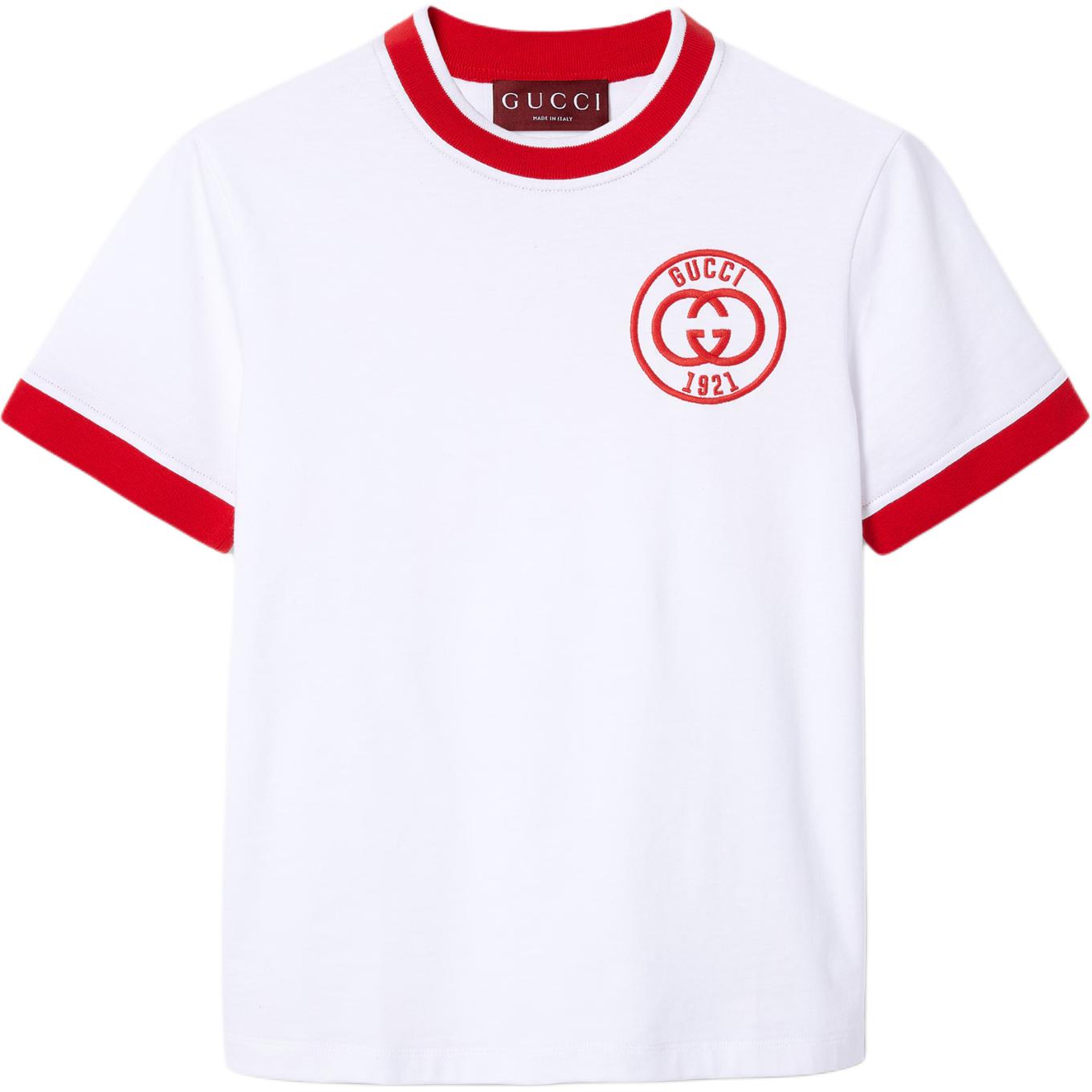 (Women) Gucci Lido Series Logo Embroidered White Short-Sleeve T-Shirt Women 756596-XJFV8-9692