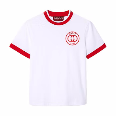 (Women) Gucci Lido Series Logo Embroidered White Short-Sleeve T-Shirt Women 756596-XJFV8-9692