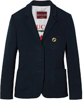 (Women) Gucci Lido Solid Color Single-Breasted Long Sleeve Blazer Blue 784830-ZAM6R-4433 (Women) Gucci Lido Solid Color Single-Breasted Long Sleeve Blazer Blue 784830-ZAM6R-4433