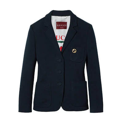 (Women) Gucci Lido Solid Color Single-Breasted Long Sleeve Blazer Blue 784830-ZAM6R-4433