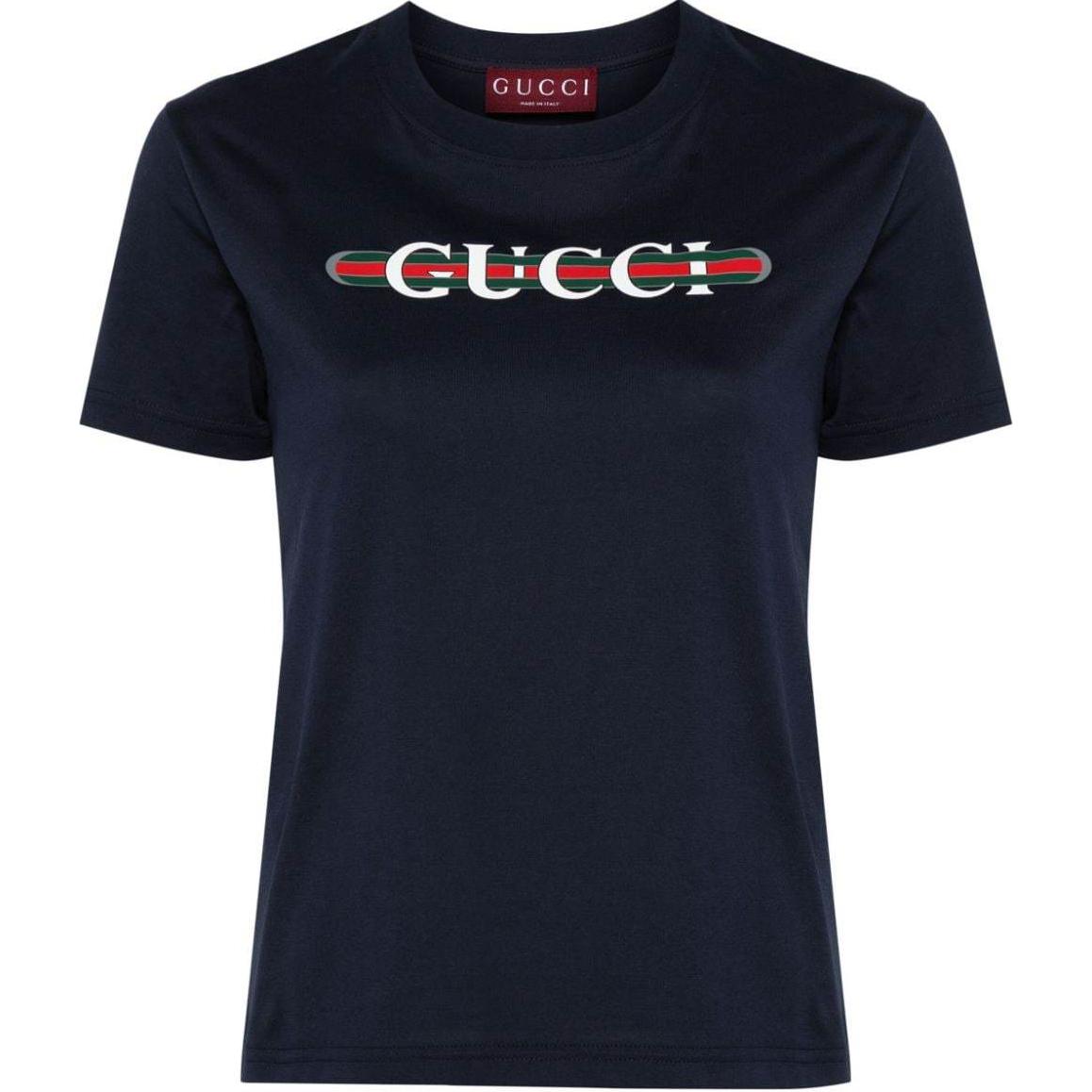 (Women) Gucci Lido SS24 Navy Blue Logo Print Crewneck T-Shirt 787299-XJGNW-4735