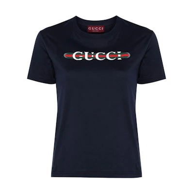 (Women) Gucci Lido SS24 Navy Blue Logo Print Crewneck T-Shirt 787299-XJGNW-4735