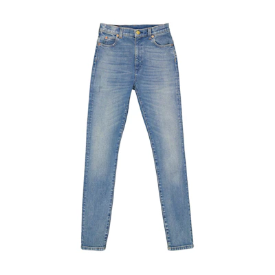 (Women) Gucci Light Blue Letter Strawberry Print Denim Jeans 502797-XDAHY-4206