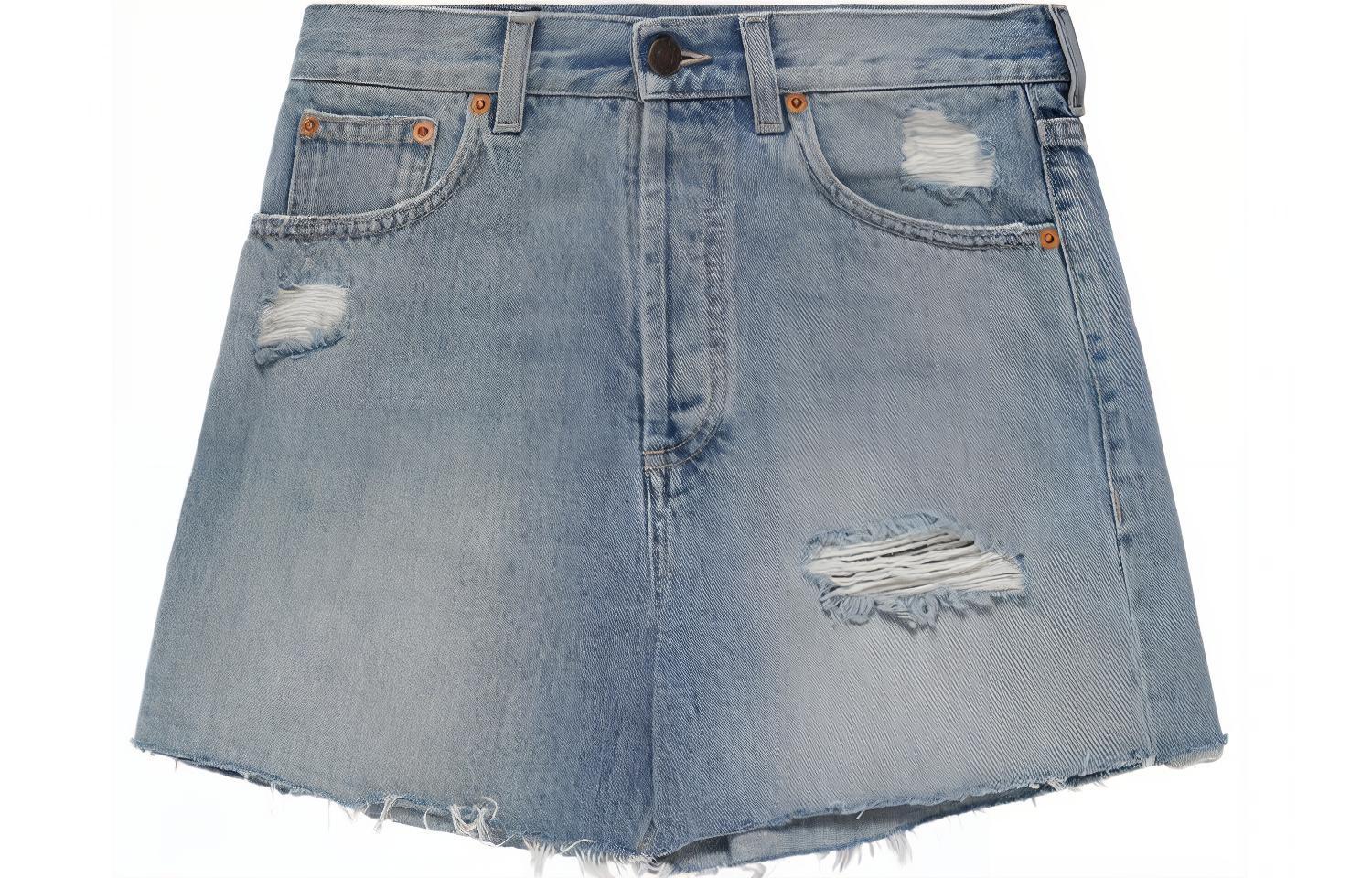 (Women) Gucci Light Blue Logo Washed Denim Shorts 638061-XDBPH-4452