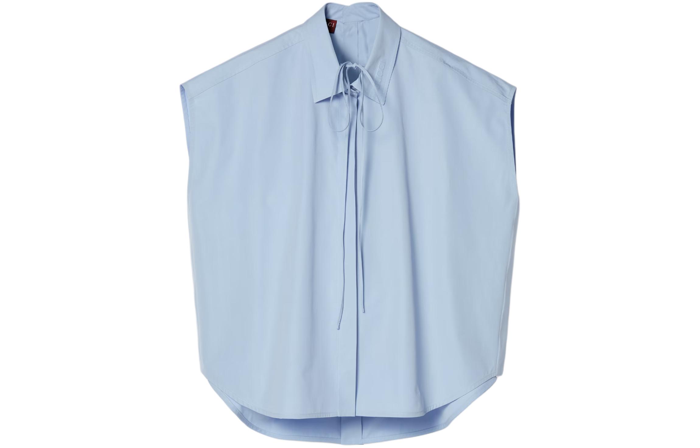 (Women) Gucci Light Blue Sleeveless Shirt with Logo Embroidery 781527-ZAQMF-4850