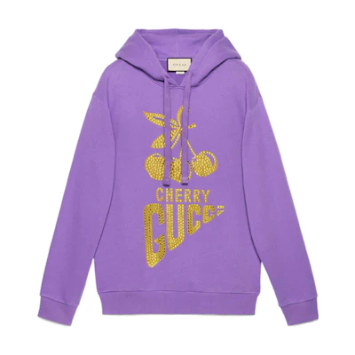 (Women) Gucci Light Purple Crystal Print Sweatshirt 615061-XJDZJ-5637