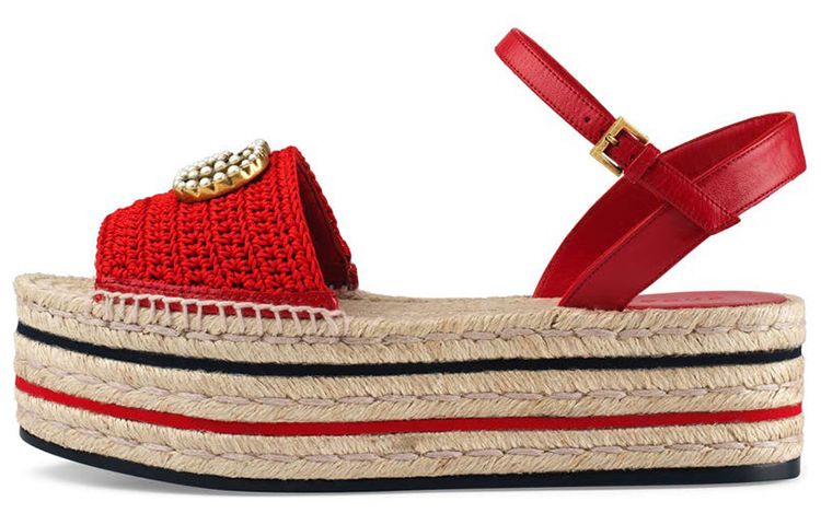 (Women) Gucci Lilibeth GG Platform Espadrille Sandal 'Red' 551880-9SR30-6465