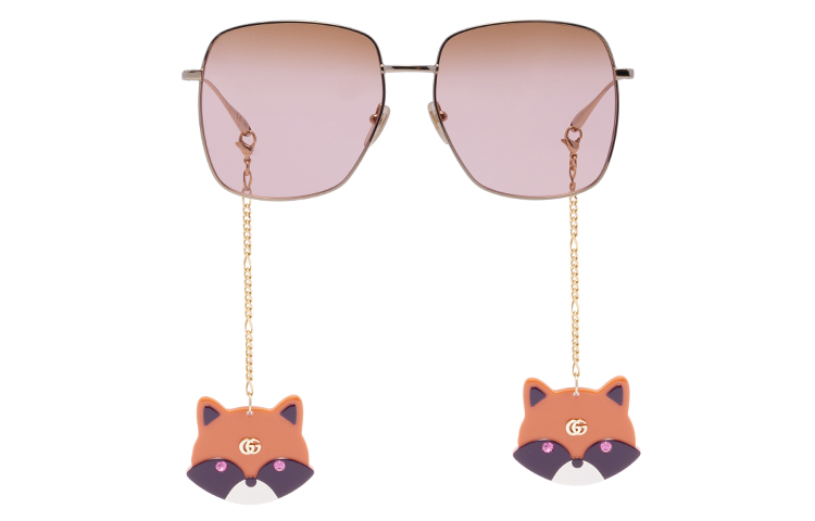(Women) GUCCI Link Series Pink Fox Metal Square Sunglasses GG1031S-005 59 圖 3