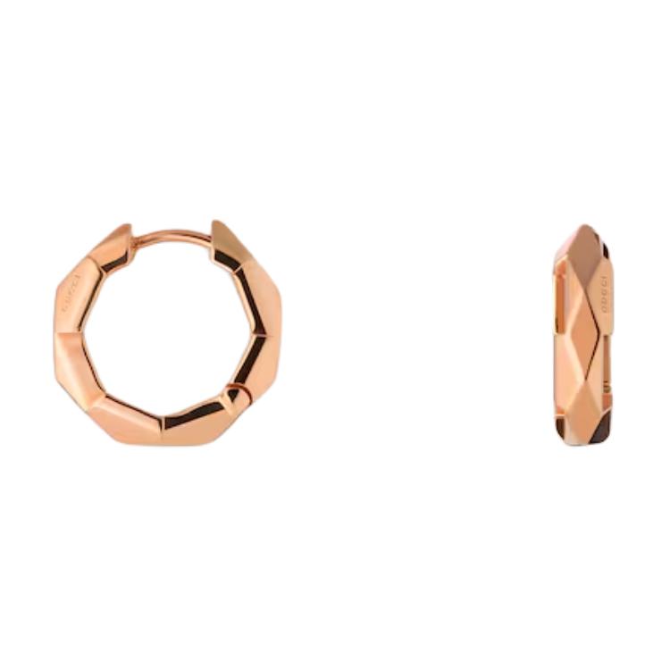 Lookbook (Women) GUCCI Link to Love 18K Rose Gold Hoop Earrings for Women - Rose Gold Color 786727J85005702