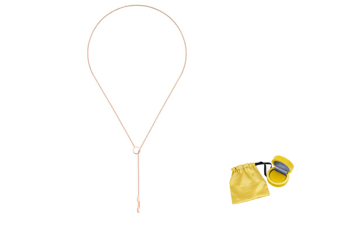 (Women) GUCCI Link to Love Collection Lasso Necklace Rose Gold Jewelry. 662110-J8500-5702