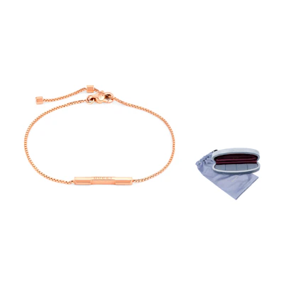 (Women) GUCCI Link to Love Rose Gold Bar Pendant Bracelet Jewelry. 662106-J8500-5702