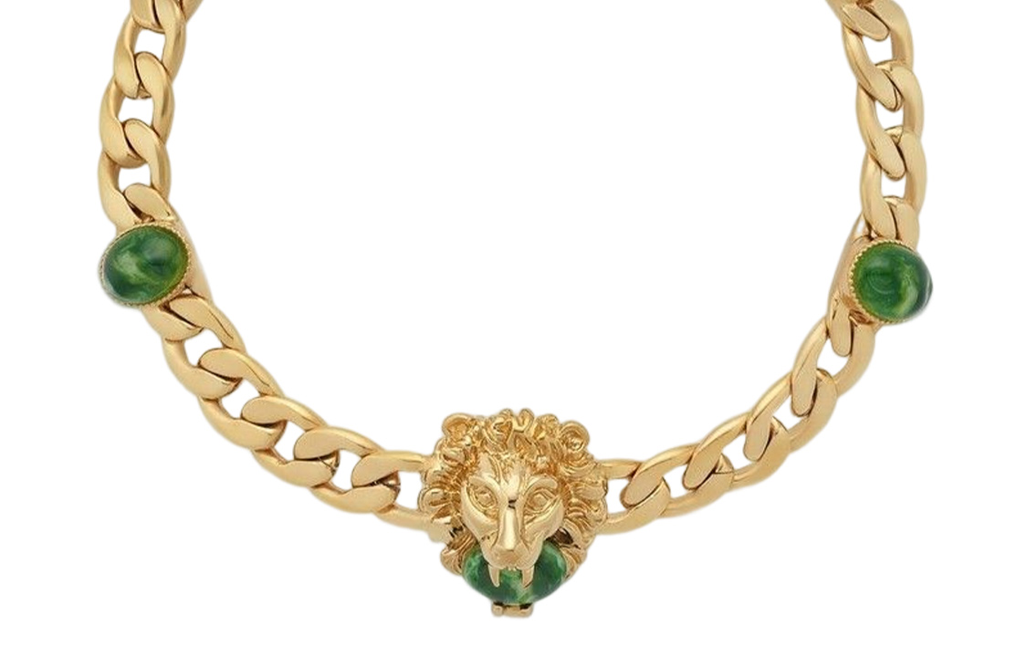 (Women) GUCCI Lion Head Chain Necklace Gold for Women 700188JCF278067