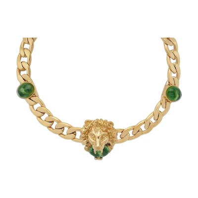 (Women) GUCCI Lion Head Chain Necklace Gold for Women 700188JCF278067