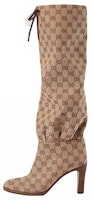 (Women) Gucci Lisa GG Canvas Mid-Heel Boots 'Beige Ebony' 551149-KY9V0-9770 (Women) Gucci Lisa GG Canvas Mid-Heel Boots 'Beige Ebony' 551149-KY9V0-9770