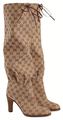 (Women) Gucci Lisa GG Canvas Mid-Heel Boots 'Beige Ebony' 551149-KY9V0-9770 Order (Women) Gucci Lisa GG Canvas Mid-Heel Boots 'Beige Ebony' 551149-KY9V0-9770