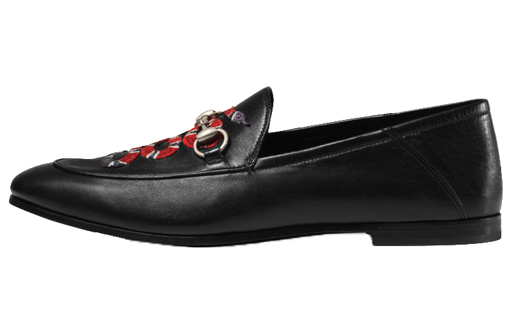 Buy (W) Gucci Mocasín 'Bordado Serpiente Negro Rojo' 429062-DLC00-1000