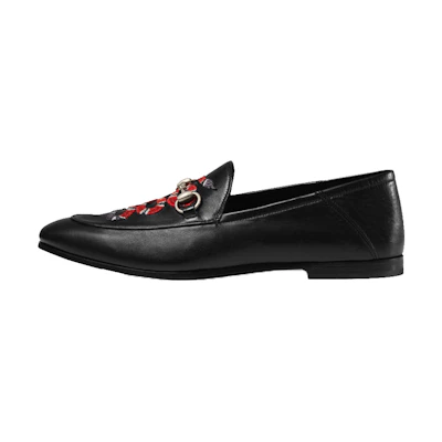 (W) Gucci Loafer 'Snake Embroidery Black Red'