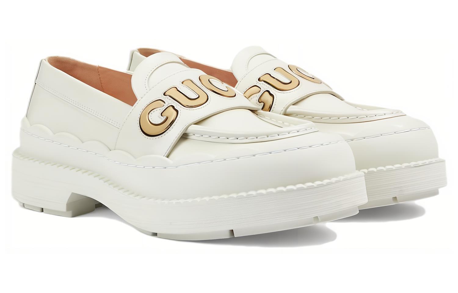 Lookbook (W) Gucci Loafer 'Cuero Blanco y Metálico' 752854-AACEW-9071